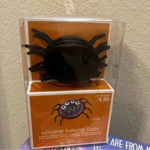 Black Silicone Halloween Spider Shaped Baking Cups Pack Of 6 Individual Cups